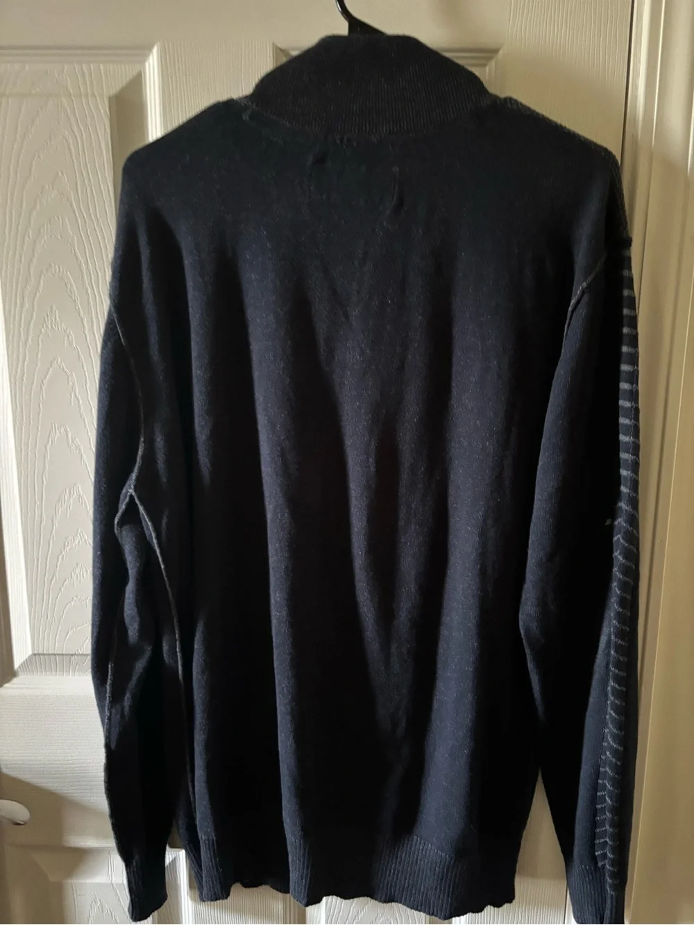 BKE Men's Navy Zip-Up Textured Knit Sweater